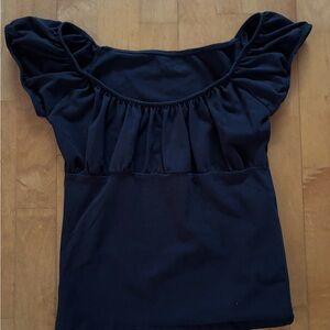 Brandy Melville Black Ruffle Sleeve Top